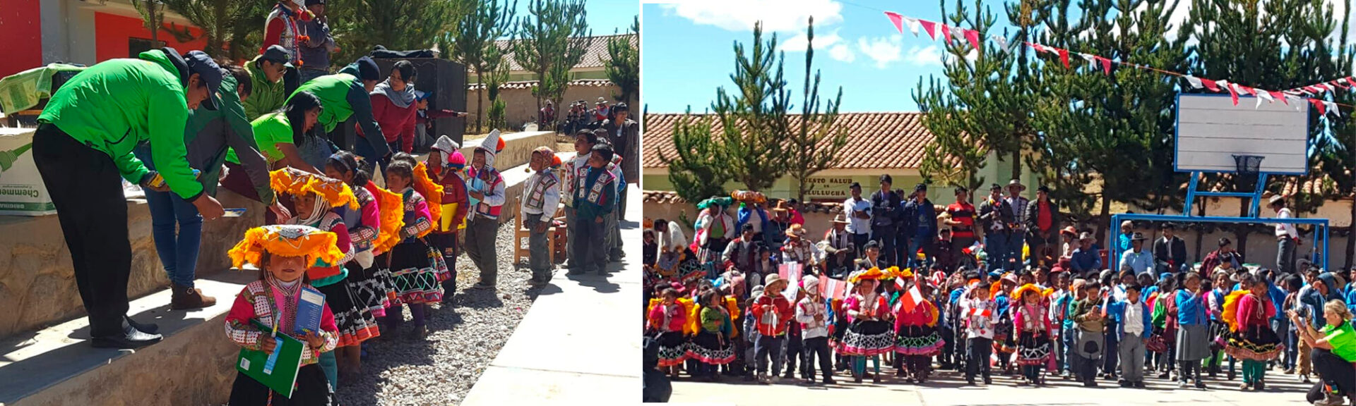 Alpaca expeditions trekkers visit Llullucha school