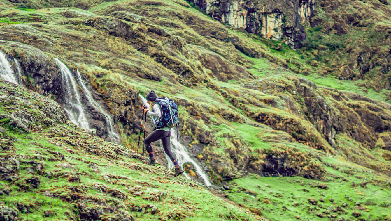 Woman hiking on the Lares Trek