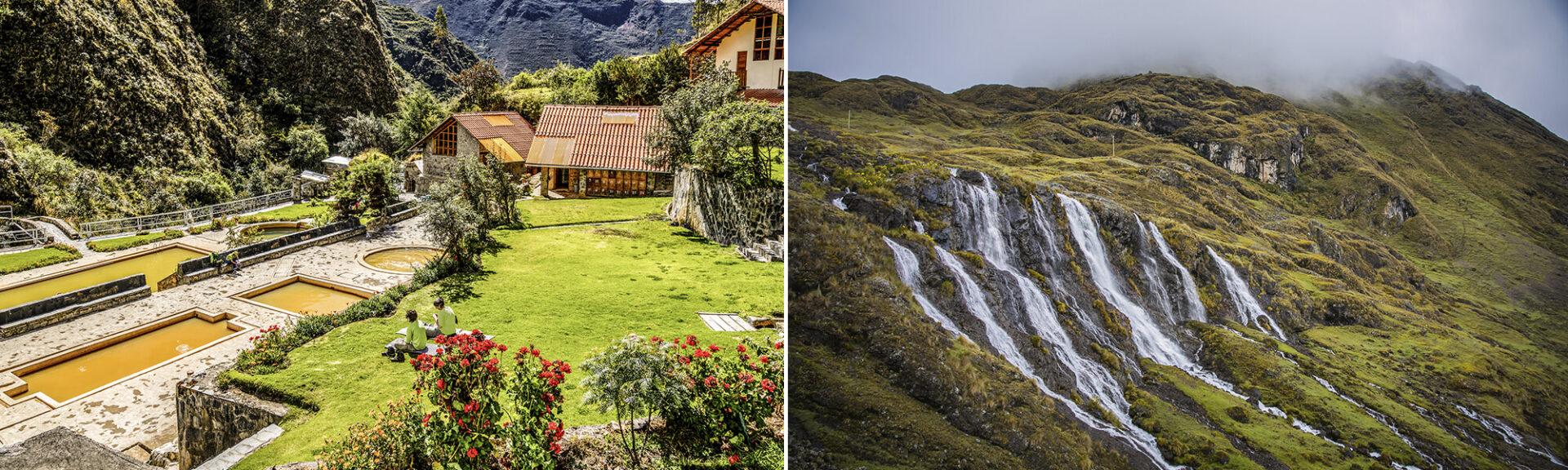 View of Waterfalls and Hot Springs on the Lares Trek