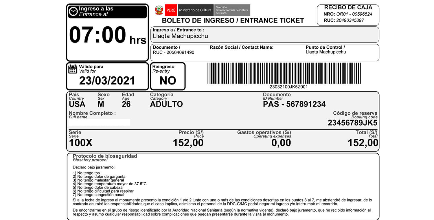Machu Picchu Entrance Tickets