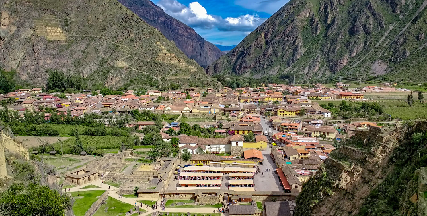 panoramic view from the ollantaytambo archaeological site