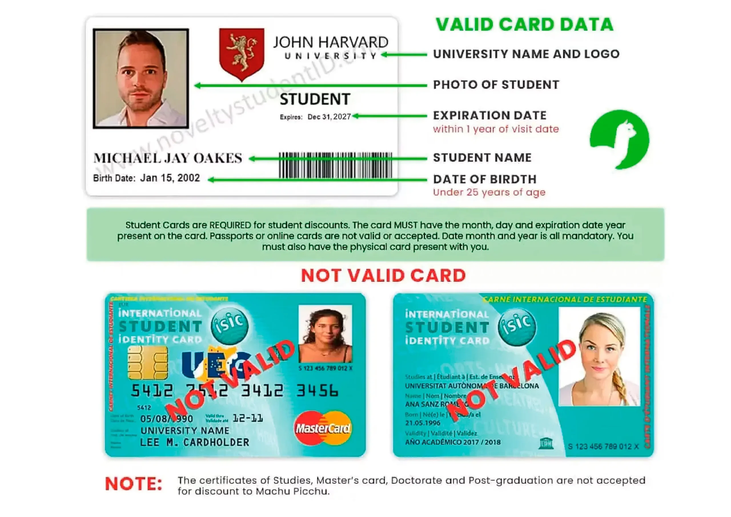 valid Student card, Isic Card Alpaca Expeditions
