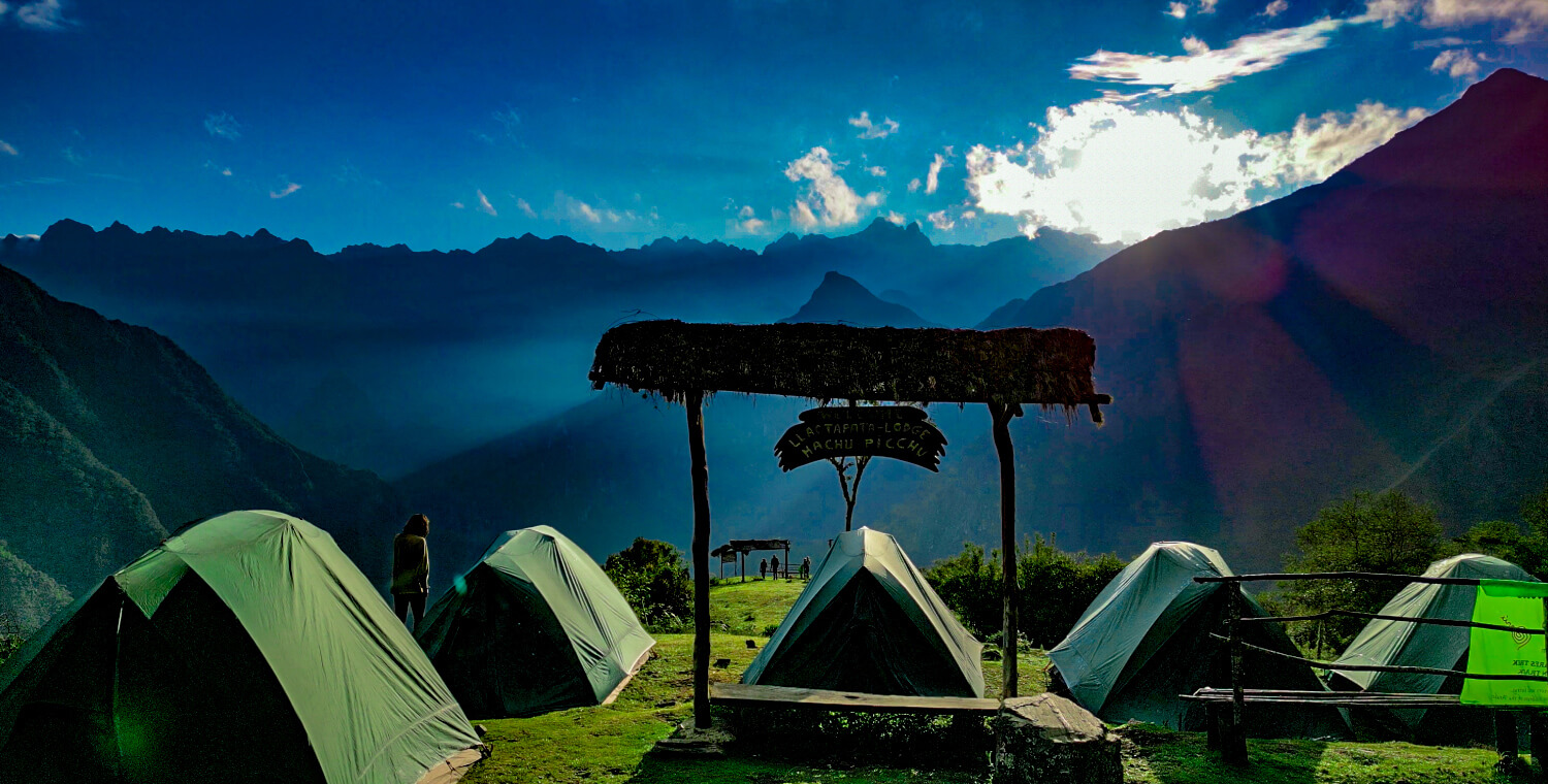 campsite overlooking Machu Picchu