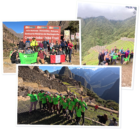 Inca Trail groups at Machu Picchu
