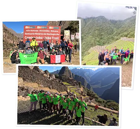 Inca Trail groups at Machu Picchu
