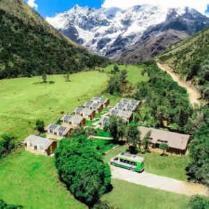 View of Glass Cabanas on the Salkantay Trek - Alpaca Expeditions