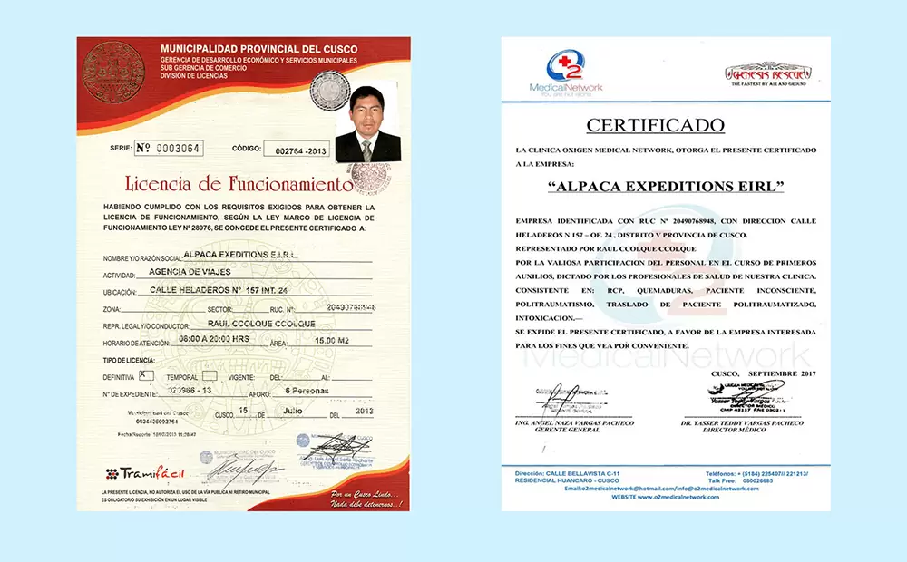 Alpaca Expeditions licence