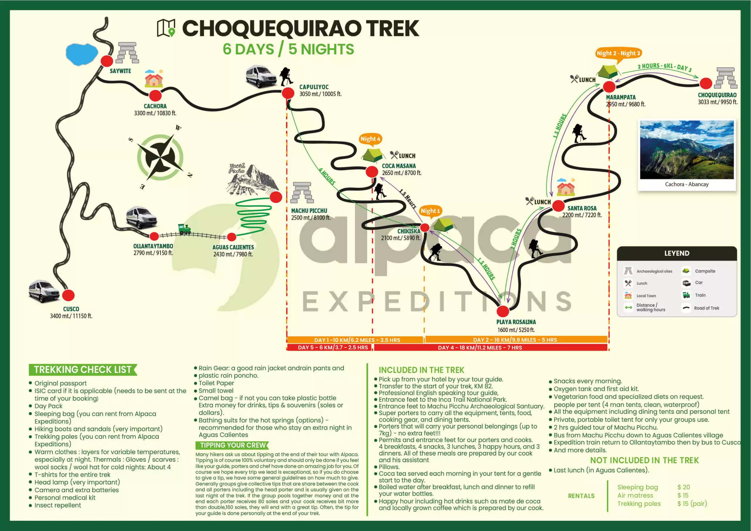 Map Choquequirao Trek & Machu Picchu 6D/5N