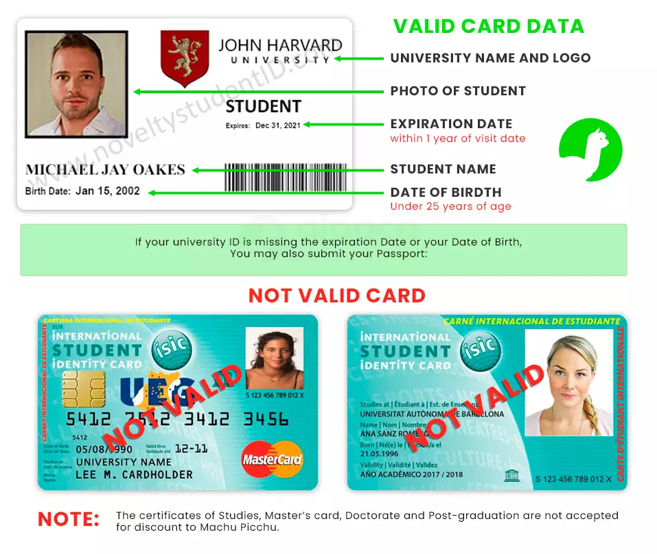 valid Student card, Isic Card Alpaca Expeditions