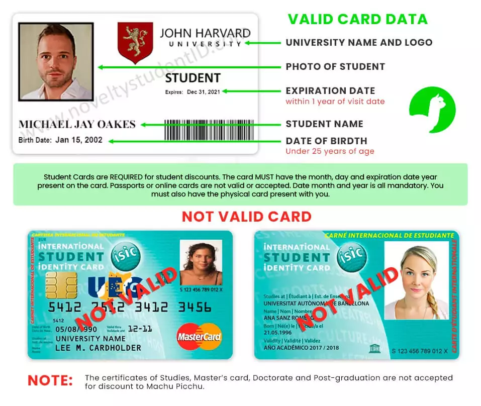 valid Student card, Isic Card Alpaca Expeditions